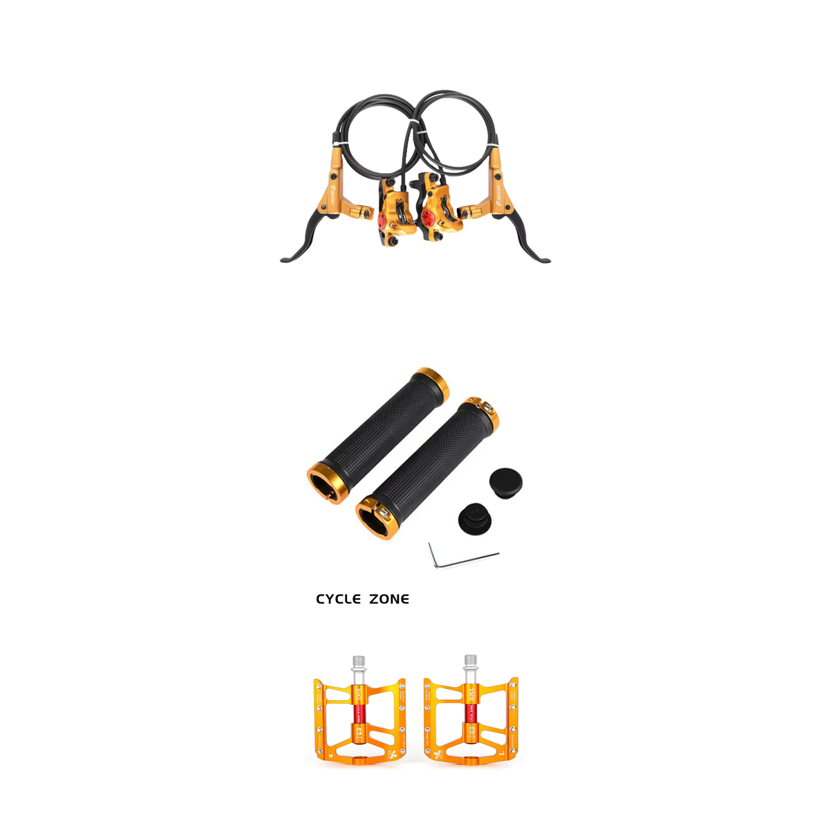 Voltfiets Fatbike 3-delige Accessoires Bundel – Zoom Remset, CNC Pedalen & Lock-On Handvatten