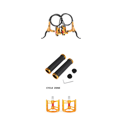 Voltfiets Fatbike 3-delige Accessoires Bundel – Zoom Remset, CNC Pedalen & Lock-On Handvatten